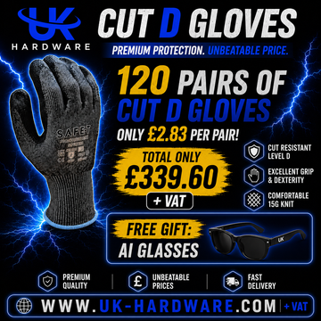 120 Pairs Cut Level D Gloves + FREE Gift — £2.83 Per Pair