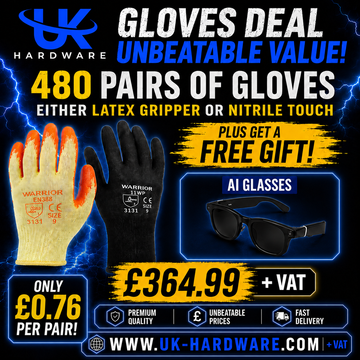 480 Pairs Warrior Gloves (4 Boxes) + FREE Gift — Latex Gripper or Nitrile Touch