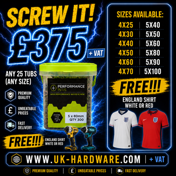 Performance Plus Wood Screw Deal — Any 25 Tubs + FREE Gift