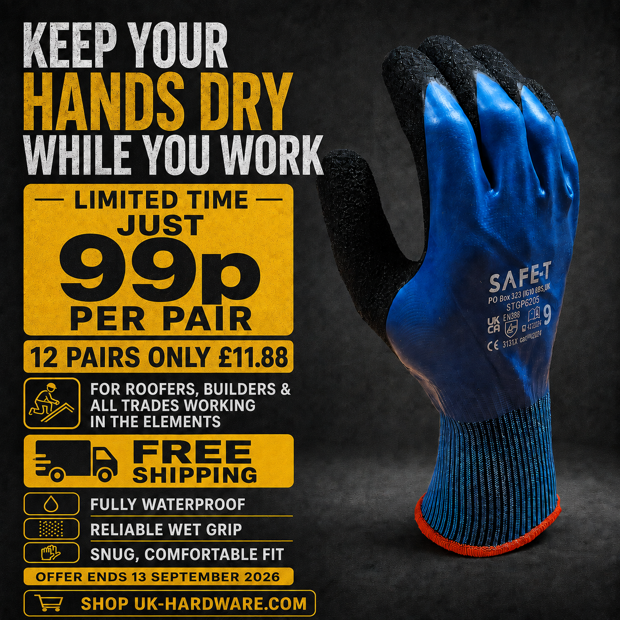 SafeT Waterproof Gloves Bank Holiday Deal