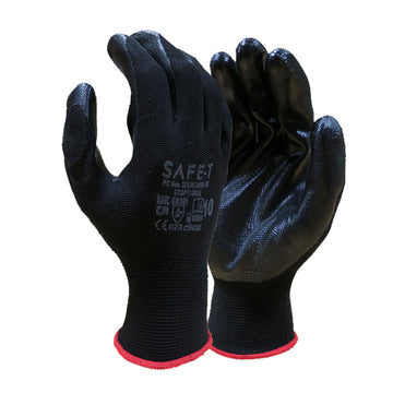 SafeT STGP110 Black 13 Gauge Nitrile Palm Gloves