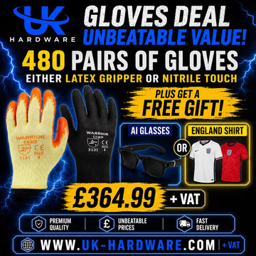 480 Pairs Warrior Gloves (4 Boxes) + FREE Gift — Latex Gripper or Nitrile Touch
