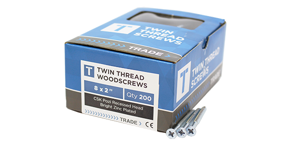2x12 BZP Twinthread Pozi Csk Screws