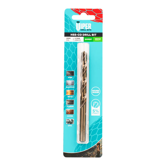 Viper HSS cobalt drill bit in retail card