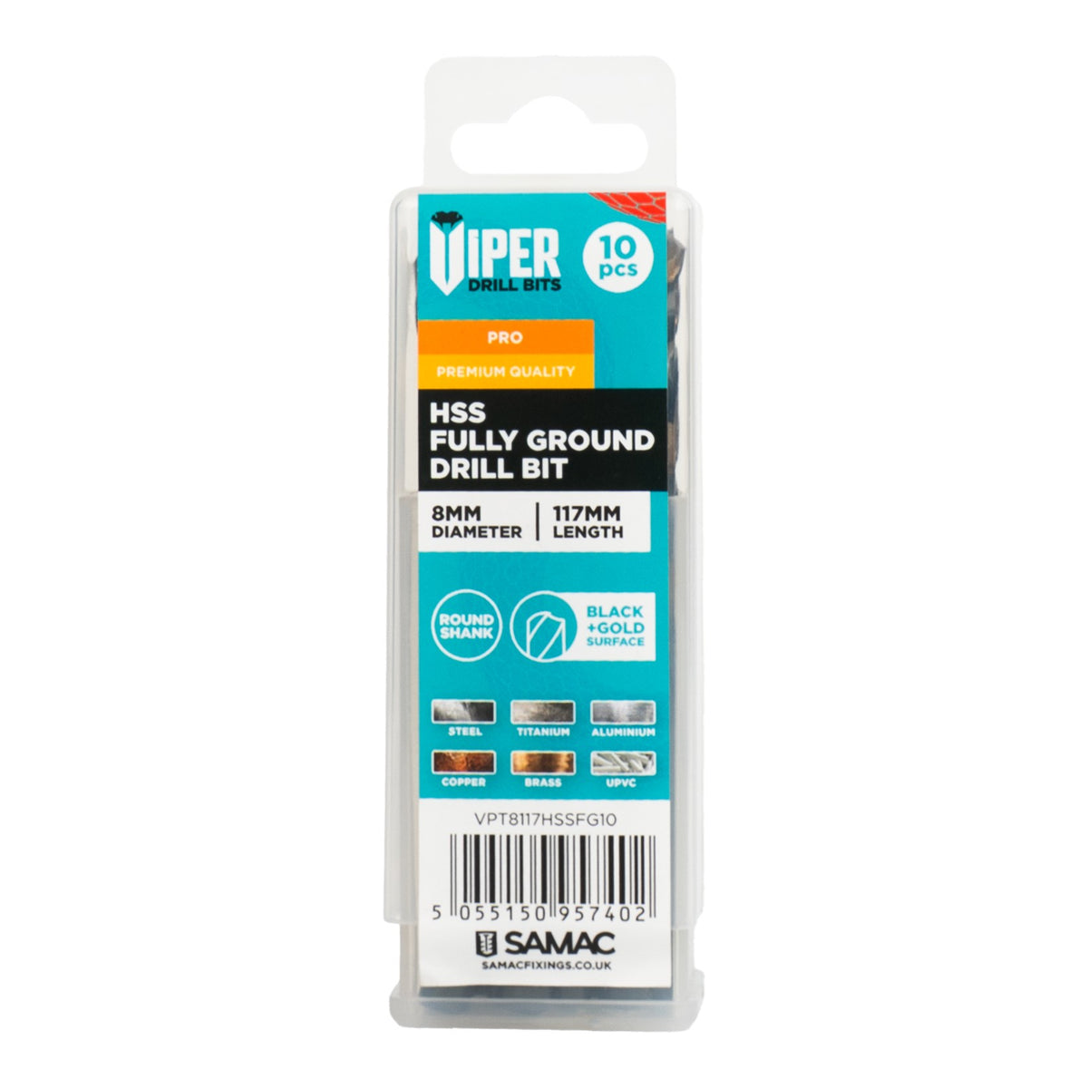 Viper HSS fully ground drill bits, 10 pack