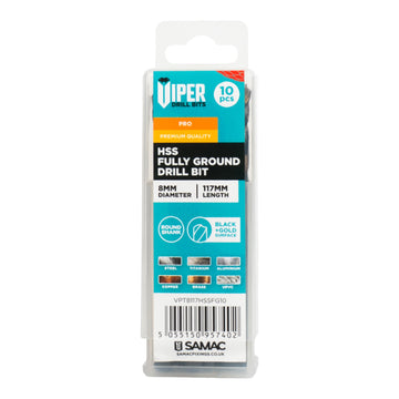 Viper HSS fully ground drill bits, 10 pack