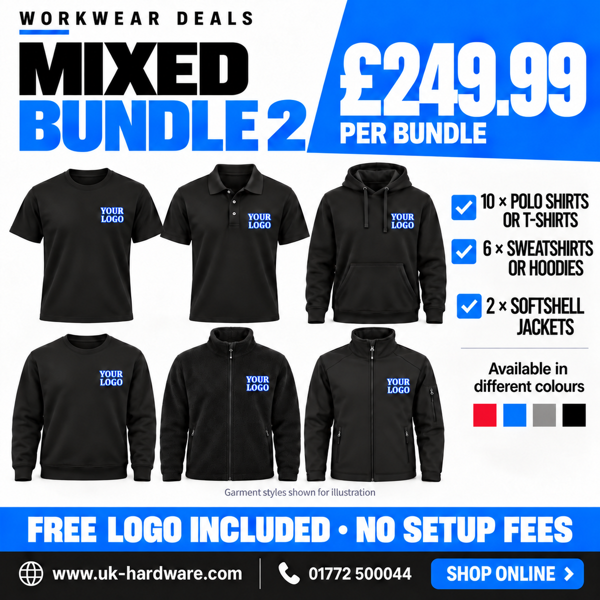 UK Hardware Mixed Workwear Bundle 2 – garment choices and bundle price