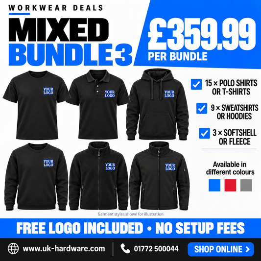 UK Hardware Mixed Workwear Bundle 3 – garment choices and bundle price