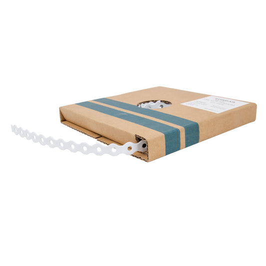 white PVC-coated fixing band – representative supplier image